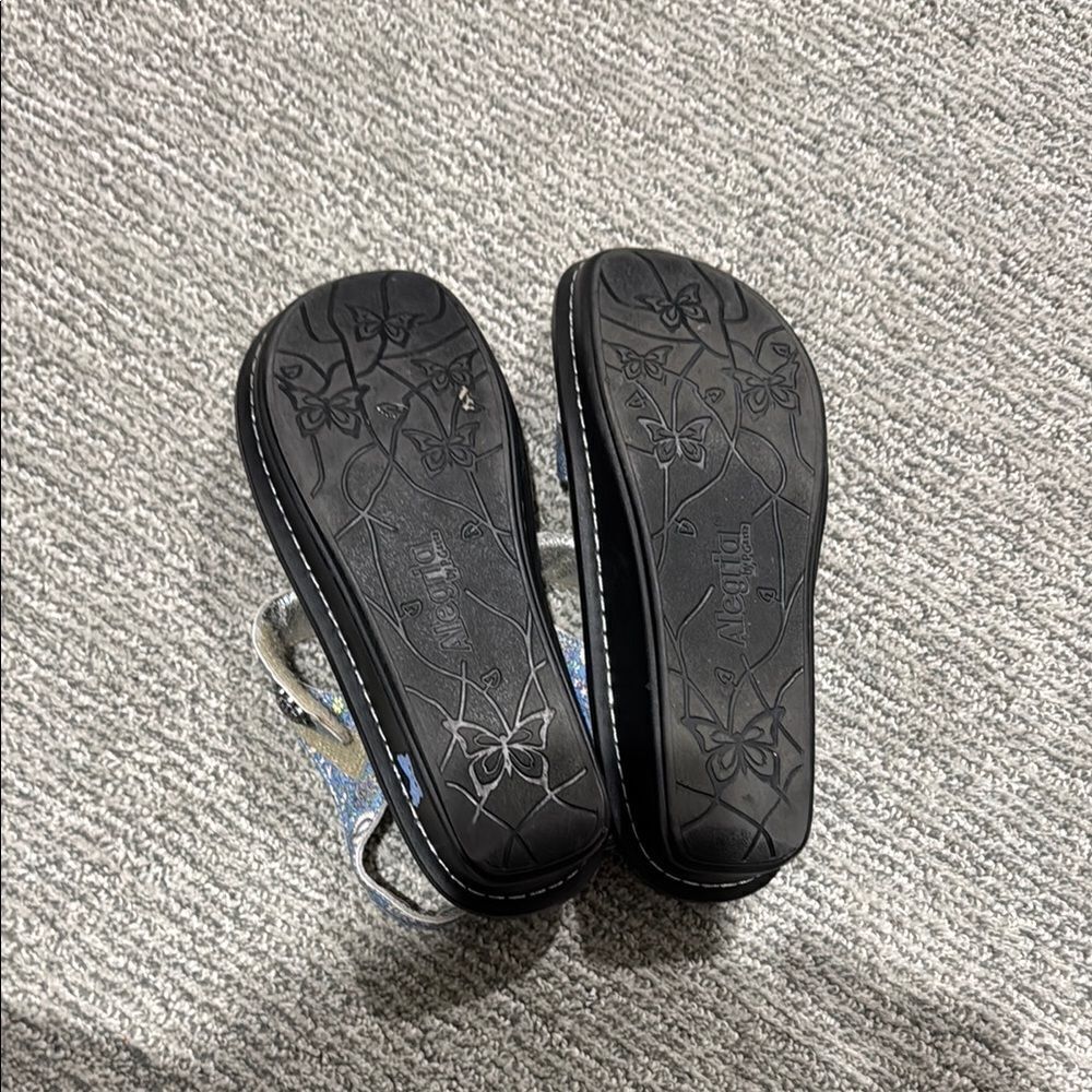 Alegria Blue and Gray Sandals with Supportive Design - Picture 2 of 2